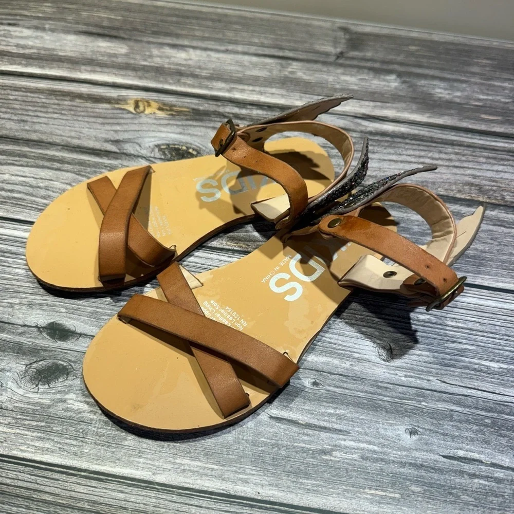 Cotton On Angel Wing Sandals Toddler Girl Size 11 Glitter Fairy Boho Shoes